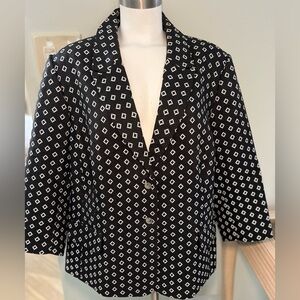 Vince Camuto Woman’s Blazer Black White Diamond Design 3/4 Sleeves - 24W